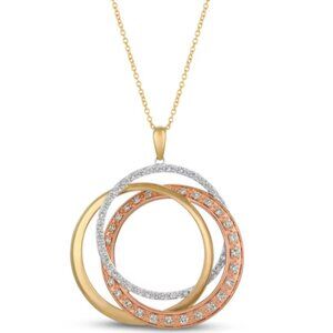 Le Vian 1 ct t.w. Tri-Tone Gold Interlocking Circle Necklace 18" 14 K Gold